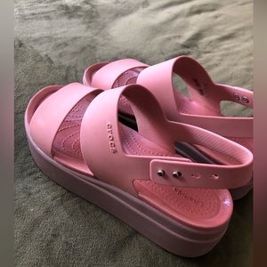 Pink Croc platform sandals